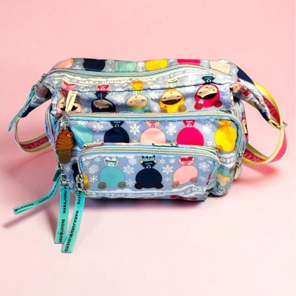 Harajuku Lovers Eskimo Kisses Crossbody Bag Gwen Stefani Heart Zipper Y2K Rare